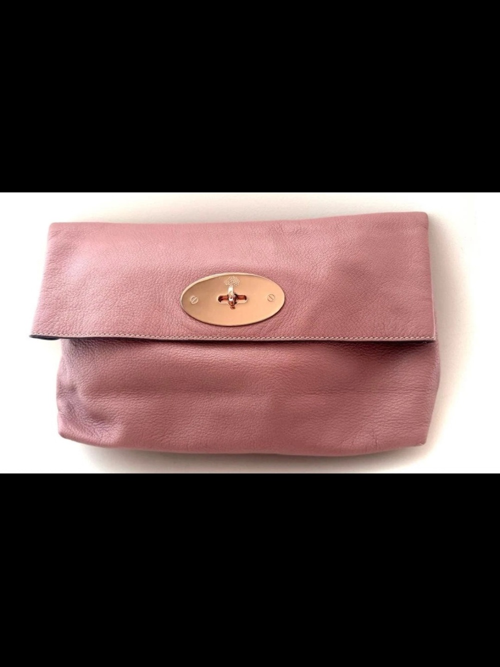 Mulberry Fold-Over Clutch in Dusty Rose with Gold Hardware